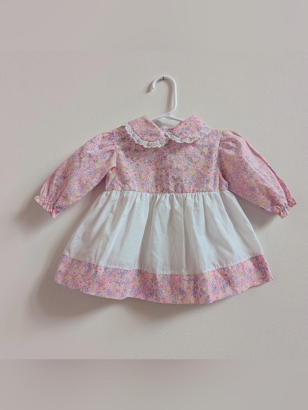 Vtg 90s Mayfair Dress 6-9m Floral Long Sleeve Layering